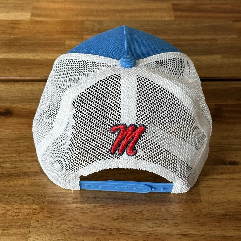 Nike Powder Blue Ole Miss Rebels 2025 On-Field Rise Trucker Adjustable YOUTH HAT